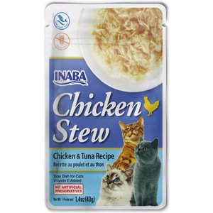 Inaba Chicken Stew Chicken & Tuna Recipe Grain-Free Cat Food Topper, 1.4-oz pouch