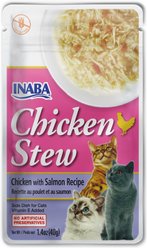 Inaba Chicken Stew Chicken with Salmon Recipe Grain-Free Cat Food Topper, 1.4-oz pouch