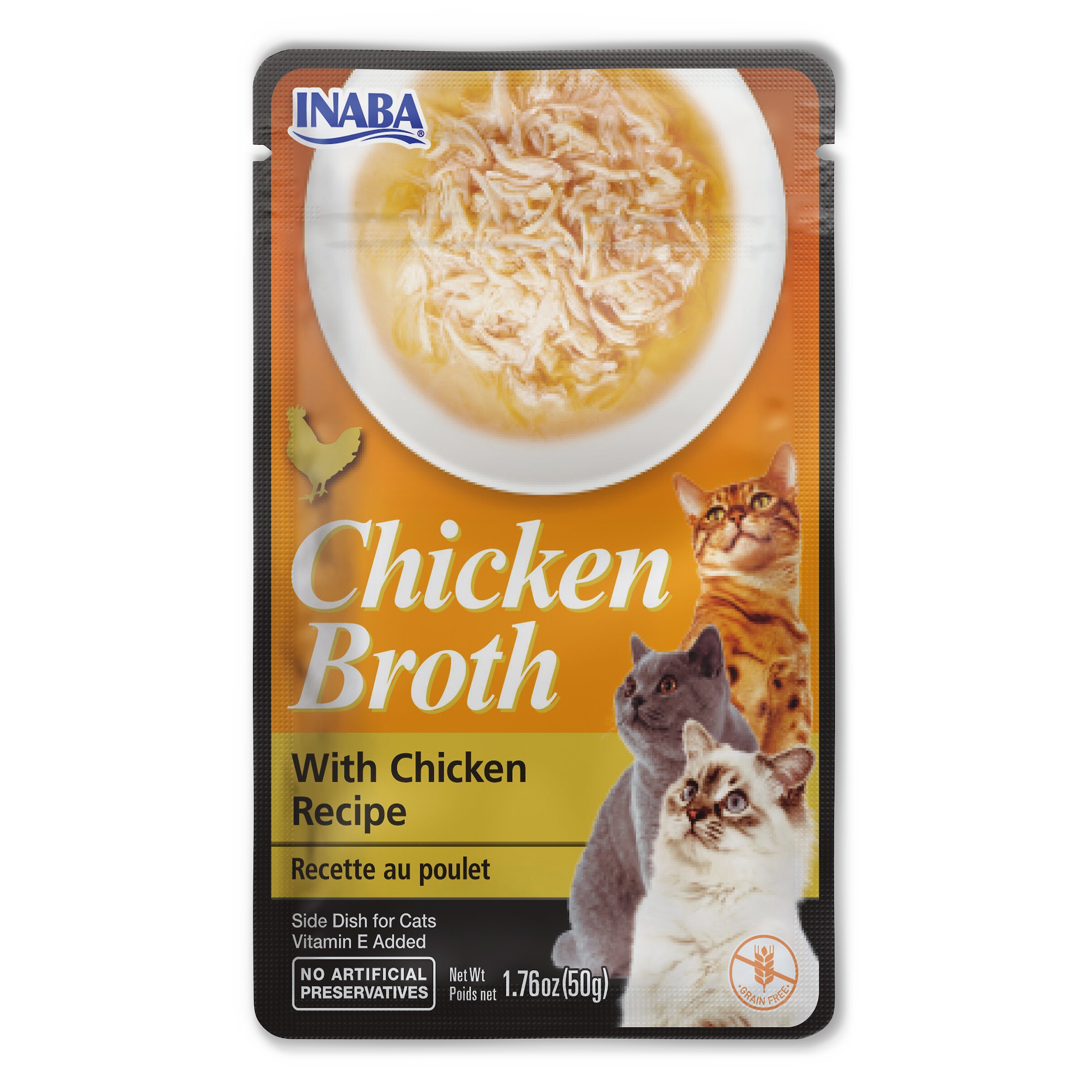 INABA Chicken Broth Chicken Recipe GrainFree Cat Food Topper, 1.76oz