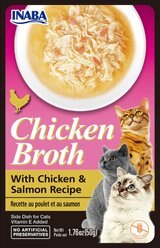 Inaba Chicken Broth Chicken & Salmon Recipe Grain-Free Cat Food Topper, 1.76-oz pouch