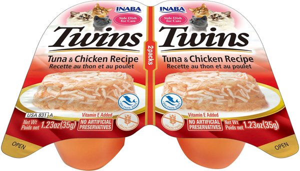 Inaba Twins Tuna & Chicken Recipe Grain-Free Cat Food Topper, 1.23-oz, pack of 2 slide 1 of 7