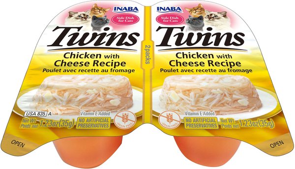 Inaba Twins Chicken with Cheese Recipe Grain-Free Cat Food Topper, 1.23-oz, pack of 2 slide 1 of 7