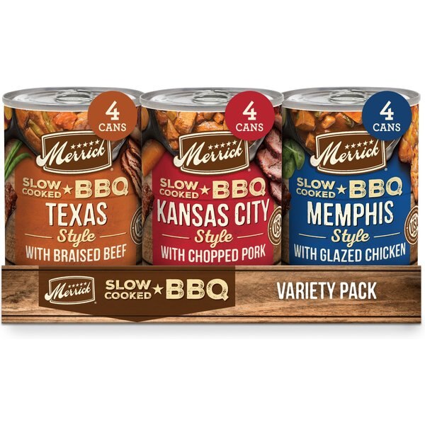 Merrick Slow-Cooked BBQ Carolina Style Smokey Sausage Recipe Grain-Free Canned Dog Food, 12.7-oz can, case of 12