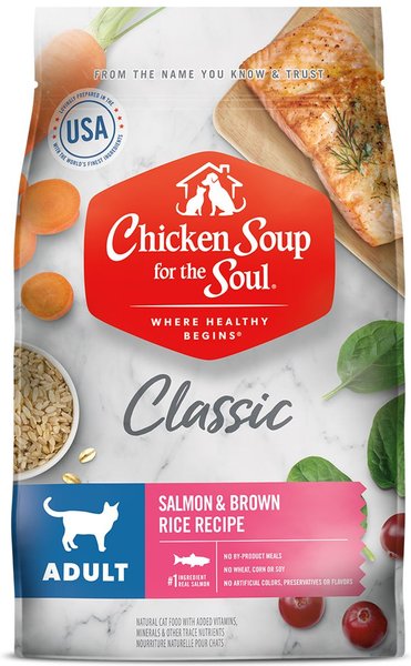 Chicken Soup for the Soul Classic Salmon & Brown Rice Recipe Adult Cat Dry Food, 4.5-lb bag slide 1 of 8