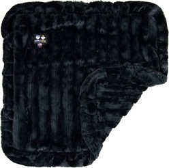 Bessie + Barnie Classy Plain Ultra Plush Faux Fur Reversible Dog & Cat Blanket, Black Puma, X-Small