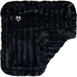 Bessie + Barnie Classy Plain Ultra Plush Faux Fur Reversible Dog & Cat Blanket, Black Puma, Medium