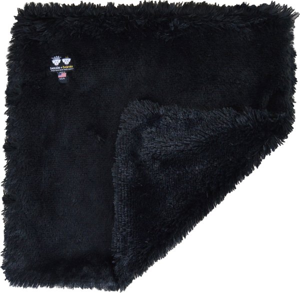 Bessie + Barnie Natural Beauty Ultra Plush Faux Fur Reversible Dog & Cat Blanket, Black Bear, Small slide 1 of 4