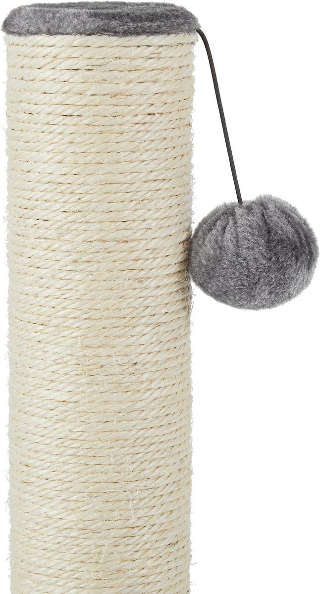 FRISCO 21in Sisal Cat Scratching Post with Toy & Groomer, Gray, 1