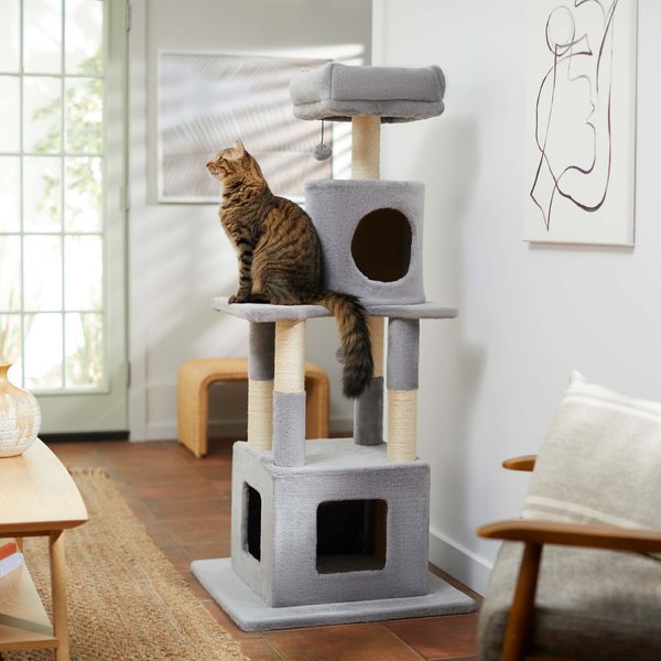 FRISCO 54 in Faux Fur Cat Tree & Condo, Gray