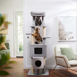 Frisco 71-in Faux Fur Cat Tree & Condo, Gray