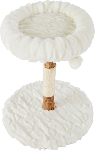Frisco Natural Wood Modern Cat Tree with Toy, Ivory, Small