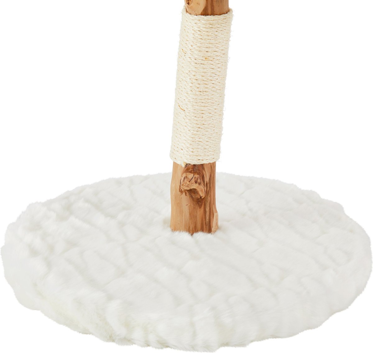 FRISCO Natural Wood Modern Cat Tree with Toy, Ivory, Small