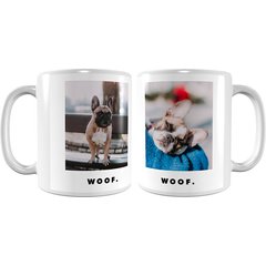 Frisco "Minimalistic Woof" White Personalized Coffee Mug, 11-oz