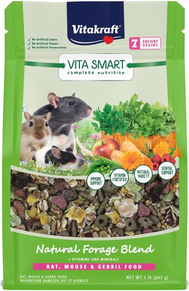 Vitakraft Vita Smart Complete Nutrition Premium Fortified Blend with Ancient Grains Gerbil, Rat & Mouse Food, 2-lb bag slide 1 of 8
