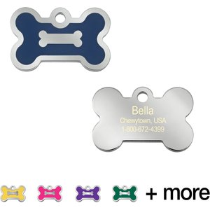 Quick-Tag Bone Epoxy Enameled Personalized Dog & Cat ID Tag, Blue, Small