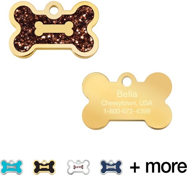 QUICKTAG Bone Epoxy Enameled Personalized Dog ID Tag, Bronze, Small