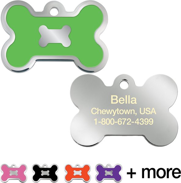 Quick-Tag Bone Epoxy Enameled Personalized Dog & Cat ID Tag, Neon Green, Large slide 1 of 3