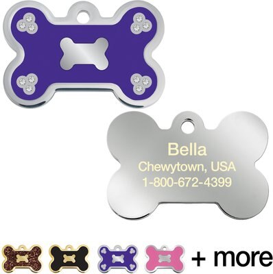 Quick-Tag Bone Epoxy Enameled Crystal Personalized Dog & Cat ID Tag, slide 1 of 1