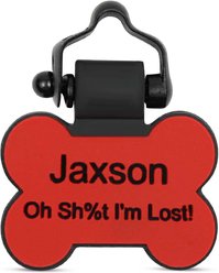 SiliDog The Silent Dog Tag Silicone Bone Personalized Dog ID Tag, Red slide 1 of 3