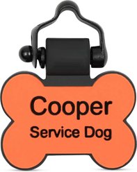 SiliDog The Silent Dog Tag Silicone Bone Personalized Dog ID Tag, Orange