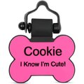 SiliDog The Silent Dog Tag Silicone Bone Personalized Dog ID Tag, Pink