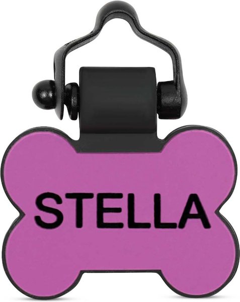 SiliDog The Silent Dog Tag Silicone Bone Personalized Dog & Cat ID Tag, Purple slide 1 of 3