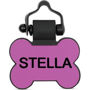 SiliDog The Silent Dog Tag Silicone Bone Personalized Dog ID Tag, Purple