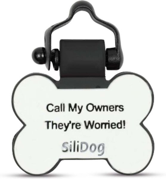 SILIDOG The Silent Dog Tag Silicone Bone Personalized Dog ID Tag, White