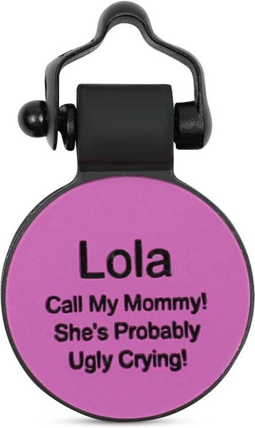 SiliDog The Silent Dog Tag Silicone Circle Personalized Dog & Cat ID Tag, Purple slide 1 of 3