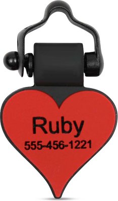 SiliDog The Silent Dog Tag Silicone Heart Personalized Dog & Cat ID Tag, slide 1 of 1