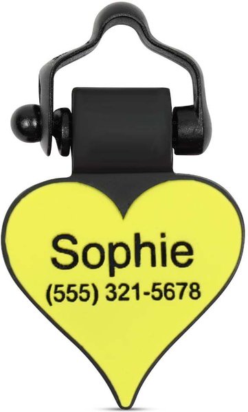 SiliDog The Silent Dog Tag Silicone Heart Personalized Dog & Cat ID Tag, Yellow slide 1 of 3