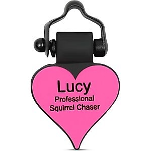SiliDog The Silent Dog Tag Silicone Personalized Heart Dog & Cat ID Tag, Pink