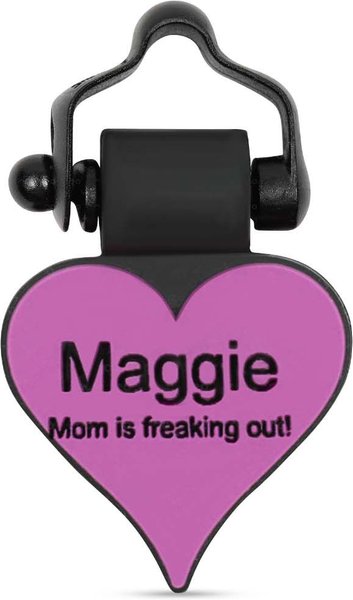 SiliDog The Silent Dog Tag Silicone Heart Personalized Dog & Cat ID Tag, Purple slide 1 of 3