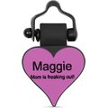 SiliDog The Silent Dog Tag Silicone Heart Personalized Dog & Cat ID Tag, Purple