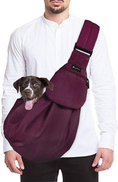 SlowTon Hands-Free Padded & Adjustable Sling Dog & Cat Carrier, Wine Red slide 1 of 7
