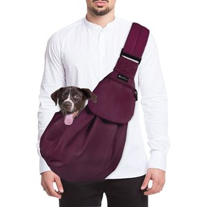 SlowTon Hands-Free Padded & Adjustable Sling Dog & Cat Carrier, Wine Red