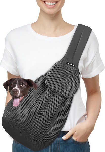 SlowTon Hands-Free Padded & Adjustable Sling Dog & Cat Carrier, Dark Grey slide 1 of 7