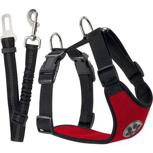 SlowTon Car Safety Dog Harness with Seat Belt, Red, X-Small: 16.5 to 18-in chest