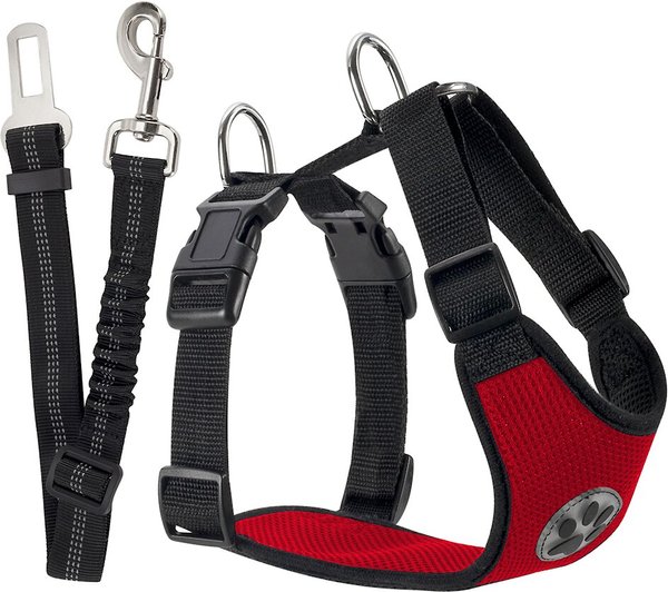 SlowTon Car Safety Dog Harness with Seat Belt, Red, Medium: 21.5 to 27-in chest slide 1 of 8