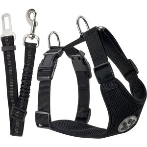 SlowTon Car Safety Dog Harness with Seat Belt, Black, X-Small: 16.5 to 18-in chest