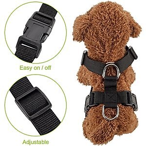 SlowTon Car Safety Dog Harness with Seat Belt, Black, Medium: 21.5 to 27-in chest