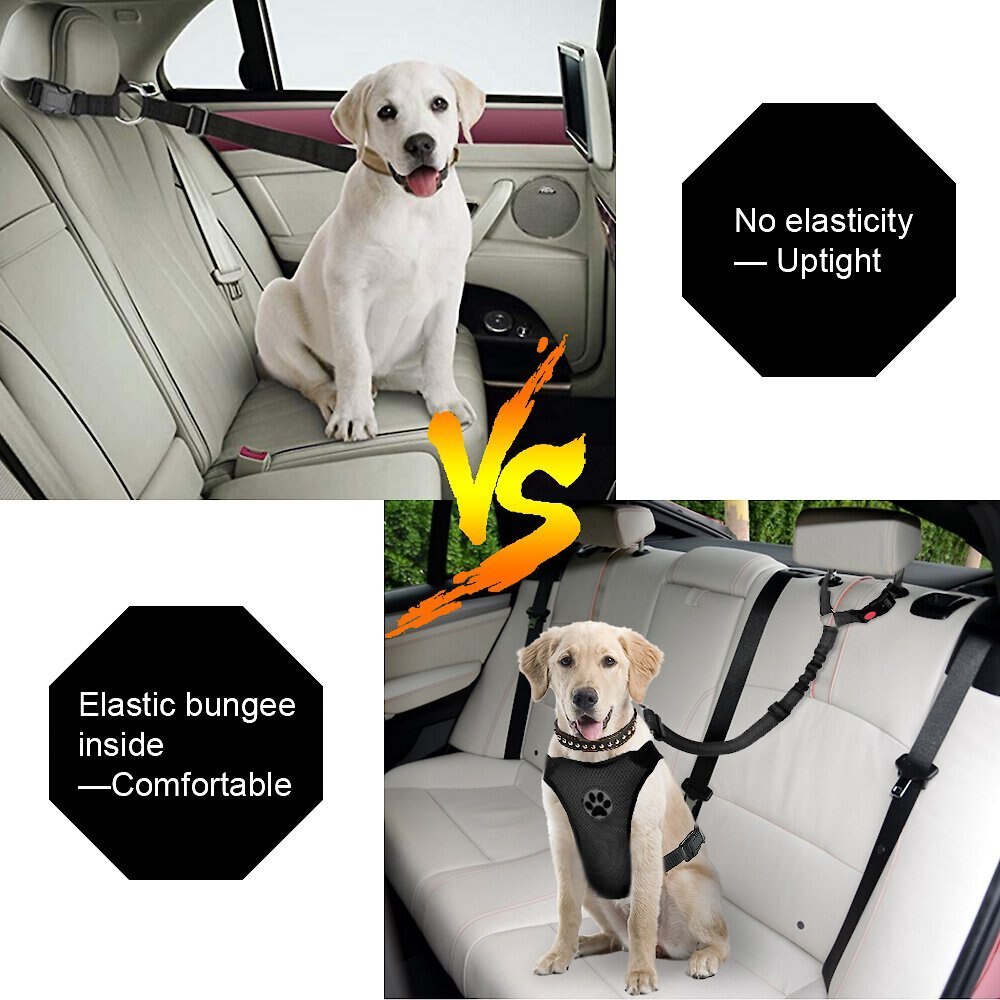 SLOWTON Adjustable Dog Car Headrest Restraint with Seat Belt, 2 count