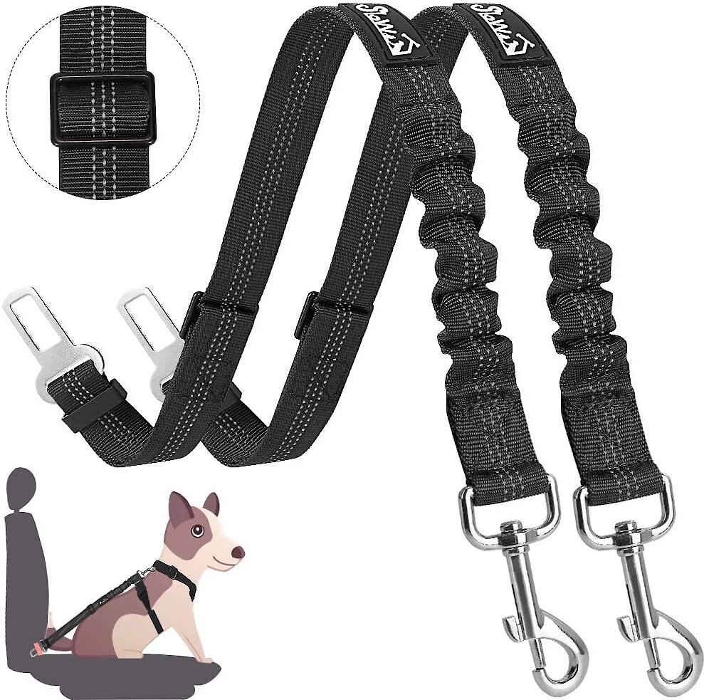 2 Pack Pet Car Seatbelt Headrest Restraint Adjustable Puppy Safety Seat Belt Reflective Elastic Bungee Connect Dog Harness in Vehicle Travel Daily Use SlowTon Dog Seat Belt 