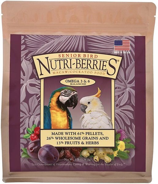 Lafeber Senior Bird Nutri-Berries Macaw & Cockatoo Bird Food, 3-lb bag slide 1 of 7