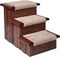 Premier Pet Steps 3 Step Carpet Thread Dog & Cat Stairs, Cherry