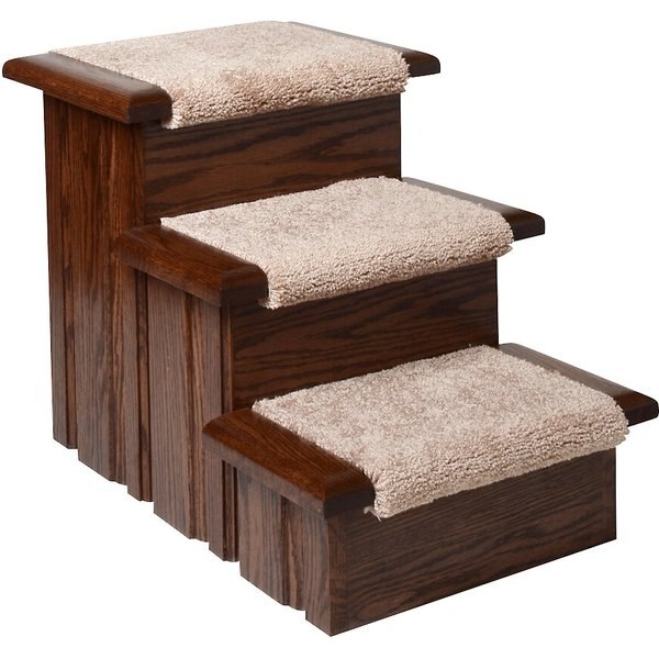 PREMIER PET STEPS 3 Step Carpet Thread Dog & Cat Stairs, Walnut
