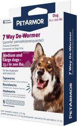 PetArmor 7 Way Dewormer for Roundworms for Large Breed Dogs, 6 count