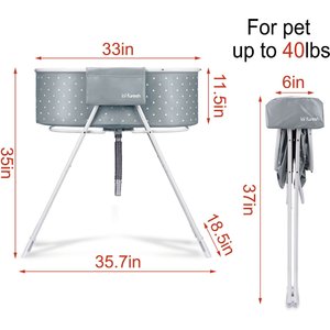 Furesh Elevated Folding Pet Bath Tub & Wash Station, Gray