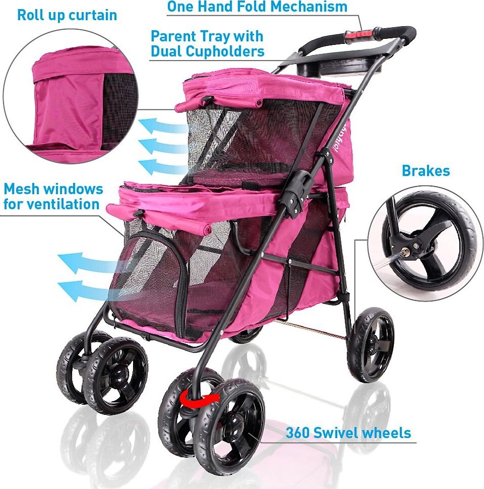 IBIYAYA Double Decker Bus Dog & Cat Stroller