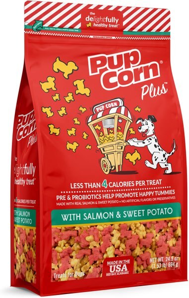 PupCorn Plus Salmon & Sweet Potato Dog Treats, 27-oz bag slide 1 of 9